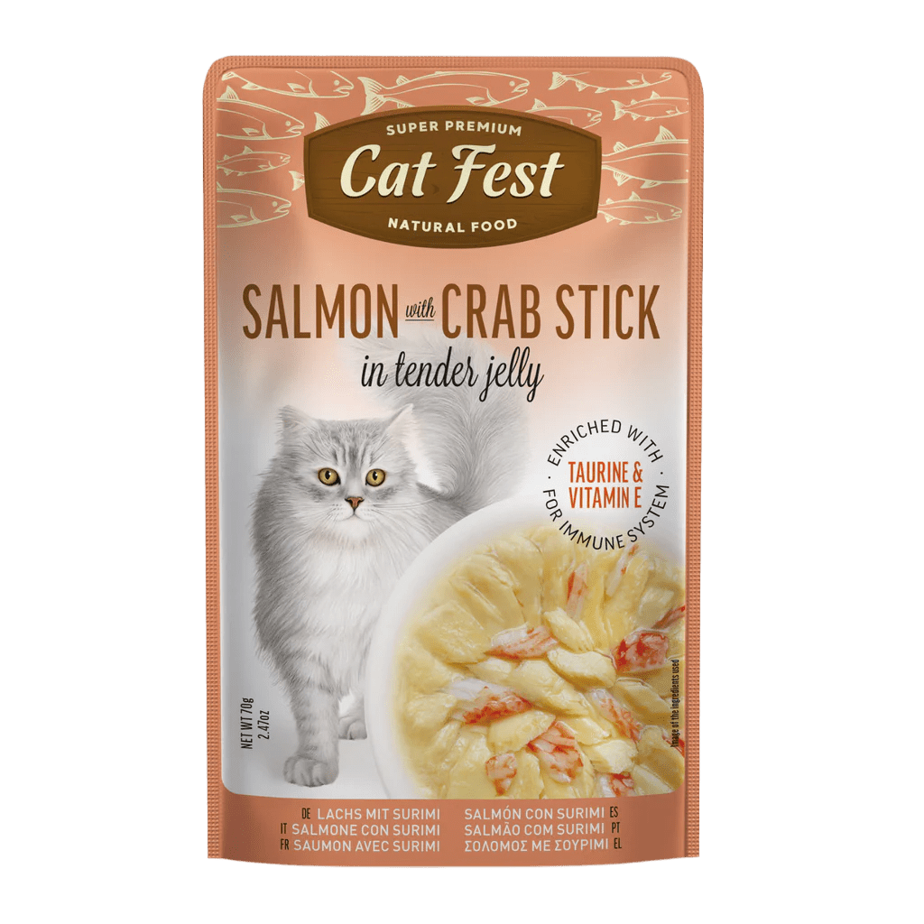 Cat Fest Salmon With Crab Stick In Tender Jelly For Cats - 12x70g