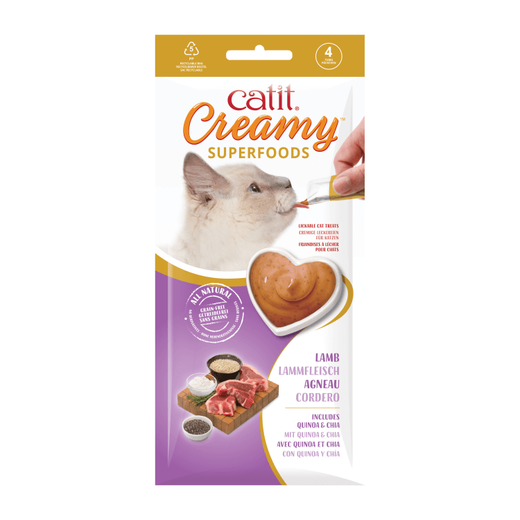 Catit Creamy Superfood Treats, Lamb Recipe with Quinoa & Chia - 12pk/box
