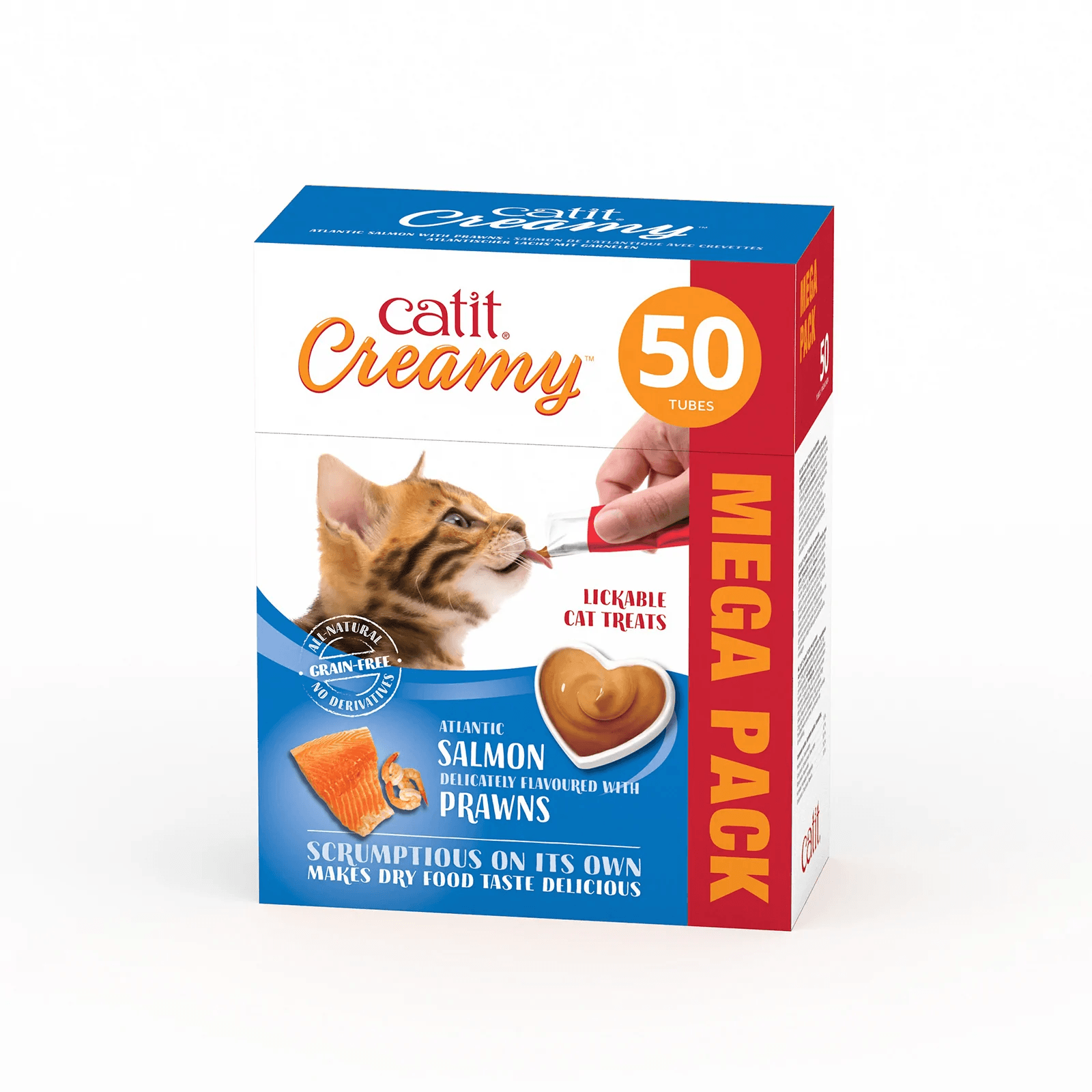 Catit Creamy Treats Mega Pack Salmon With Prawn - 50 Tubes/box