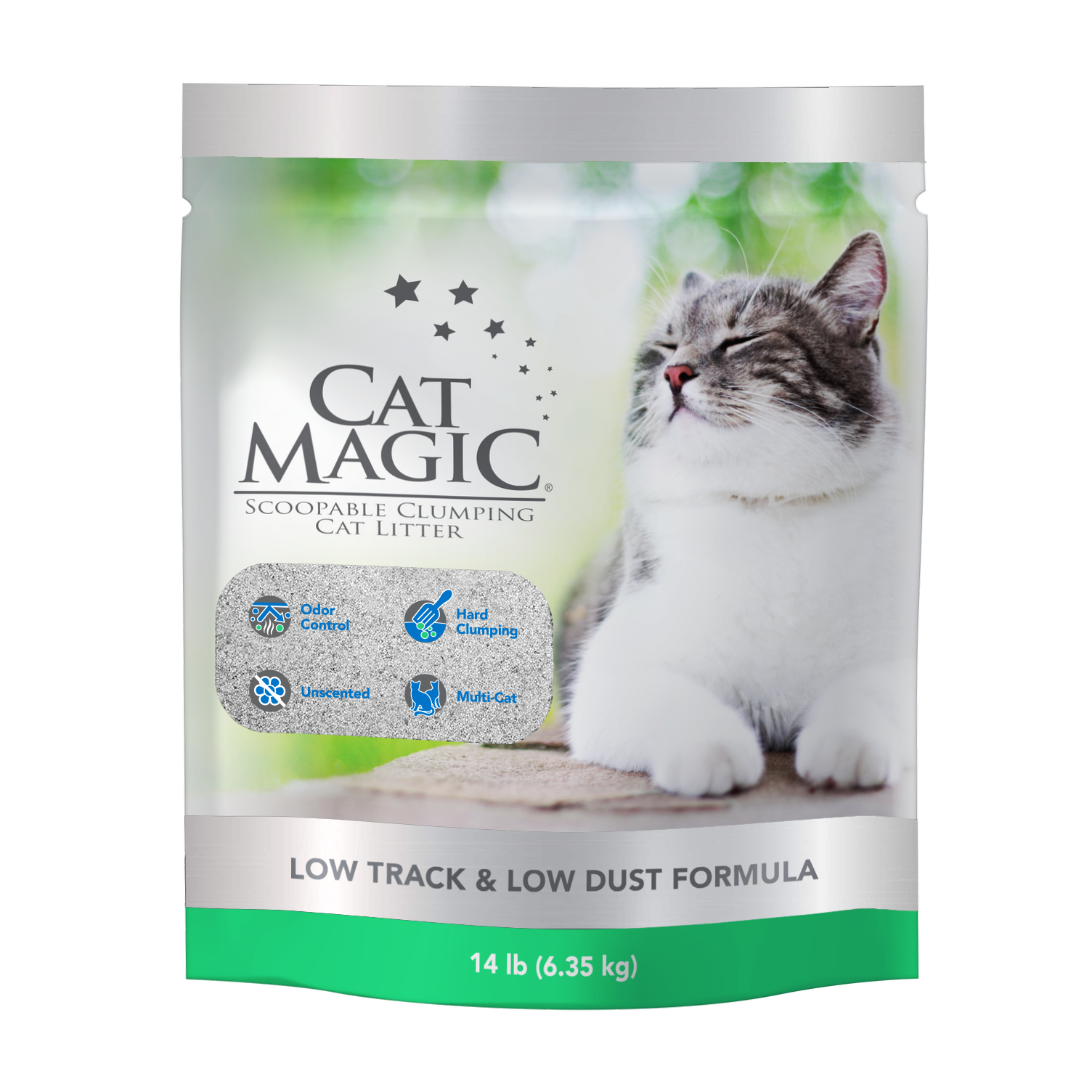Cat Magic Less Tracking Unscented Hard Clumping Dust Free Clay Cat Litter - 6.35kg
