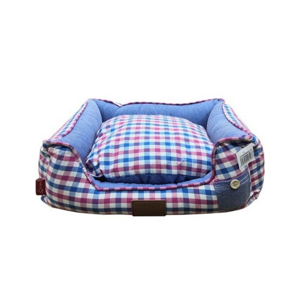 Catry Mixed Color Check Design Pet Cushion - 50L x 40W x 14H cm