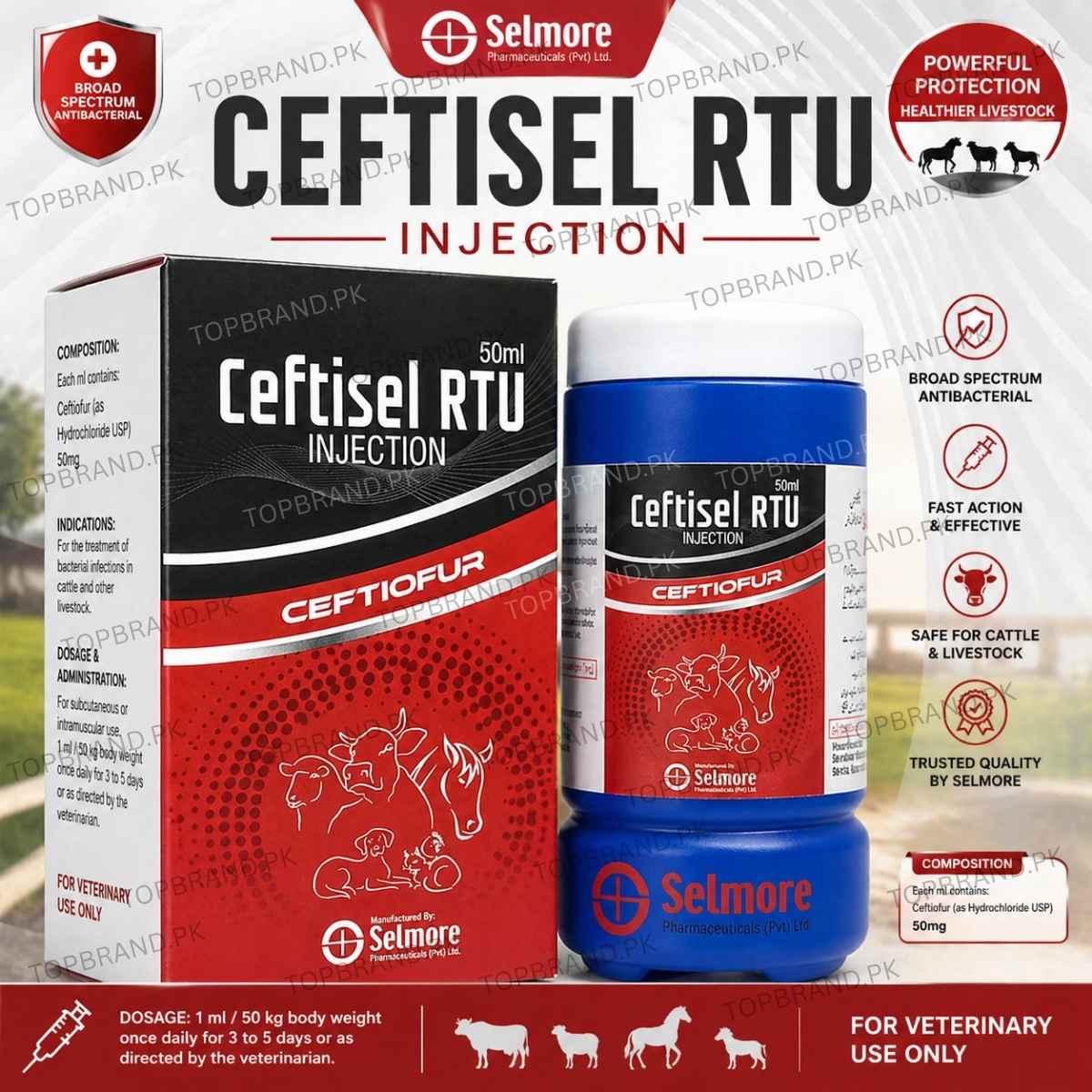 Ceftisel RTU Injection 50ml – (Ceftiofur Hydrochloride)