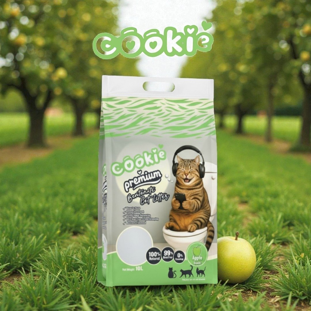 Cookie Premium Bentonite Cat Litter – Green Apple (10L)
