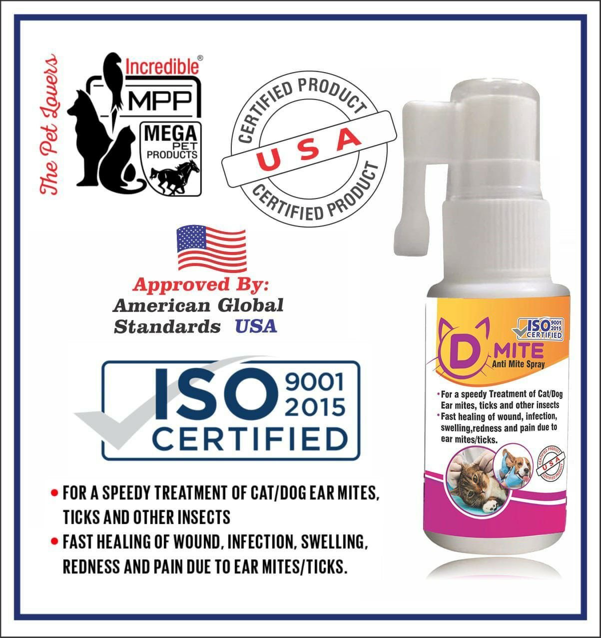 D-Mite for Cat and Dog Ear Mites, Ticks and other Insects
