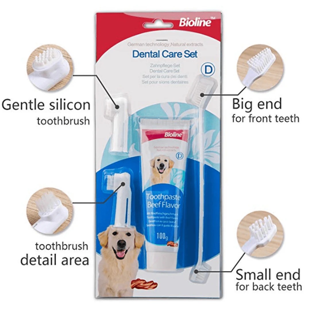 Bioline Dog Dental Care Hygiene Set Beef 100gm scp006