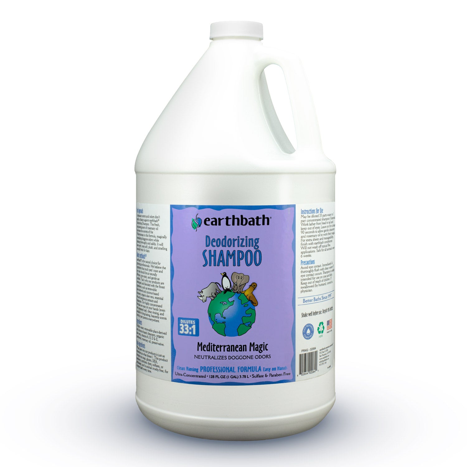 earthbath Deodorizing Shampoo Mediterranean Magic, Made in USA, 128 oz (1 Gallon )