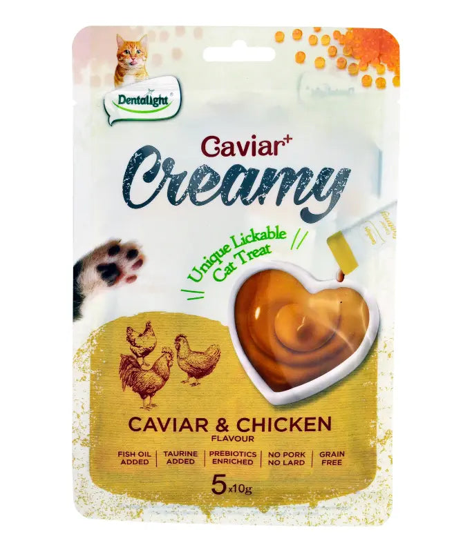 DENTALIGHT CAVIAR + CREAMY LICKABLE CAT TREATS 5x10g