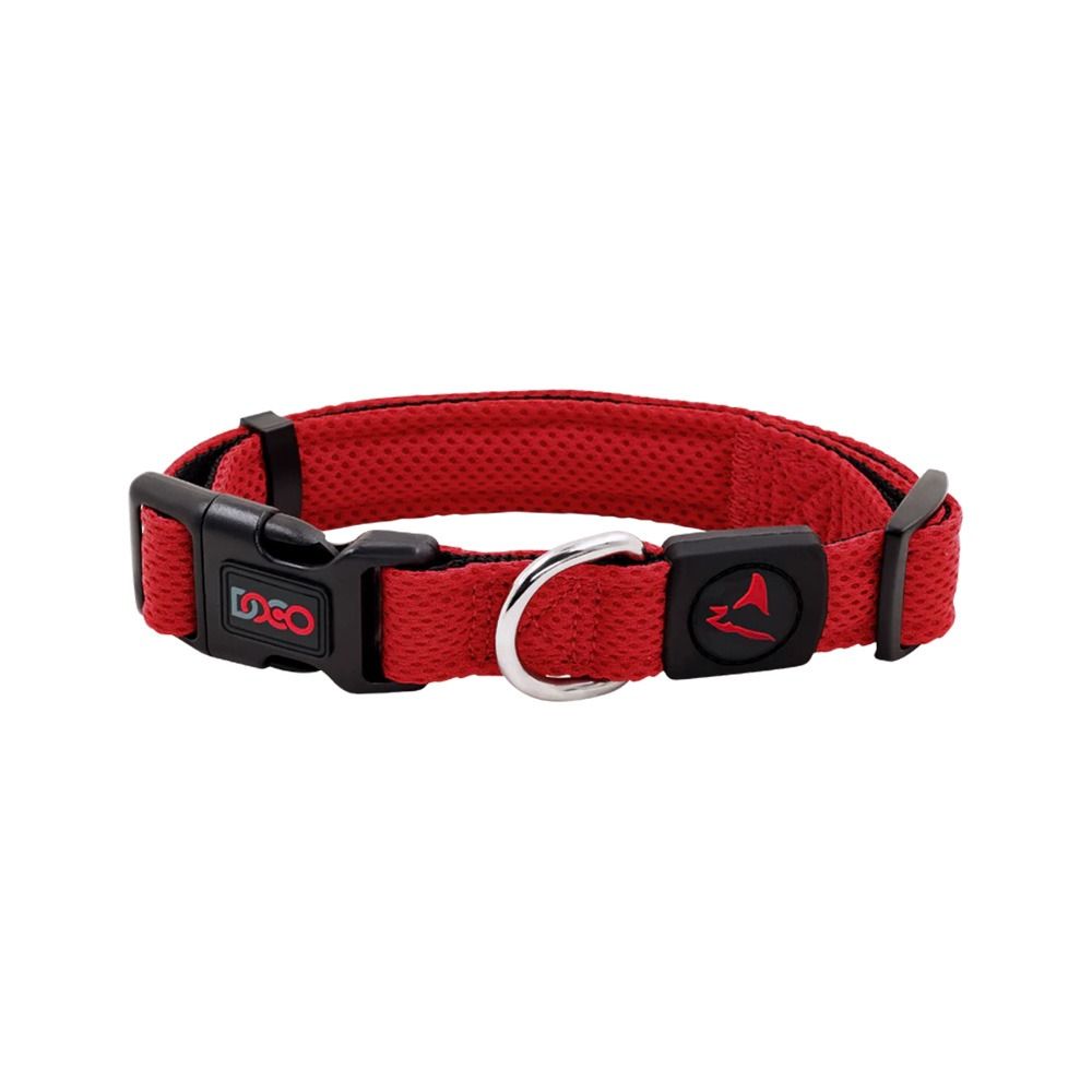 Doco Puffy Mesh Dog Collar - Red - Small