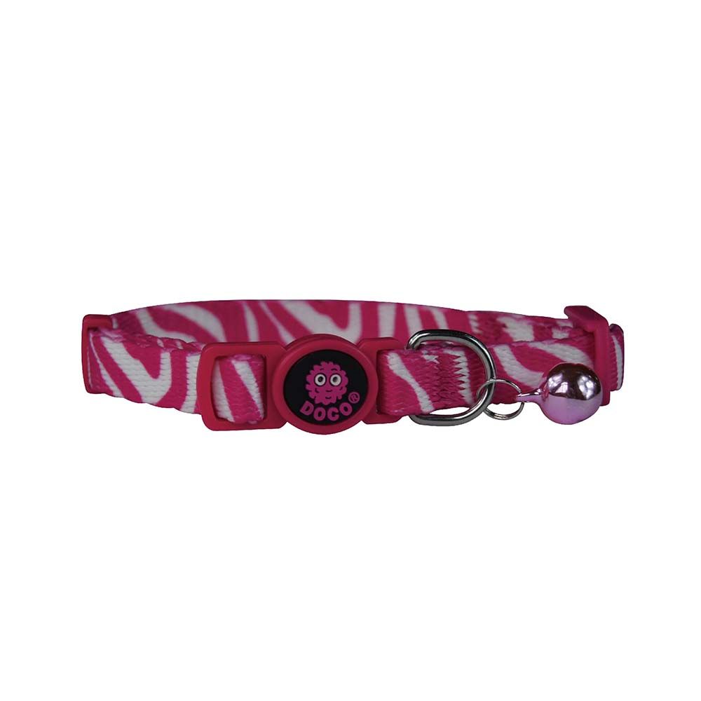 Doco Pink Zebra Pattern Printed Cat Collar