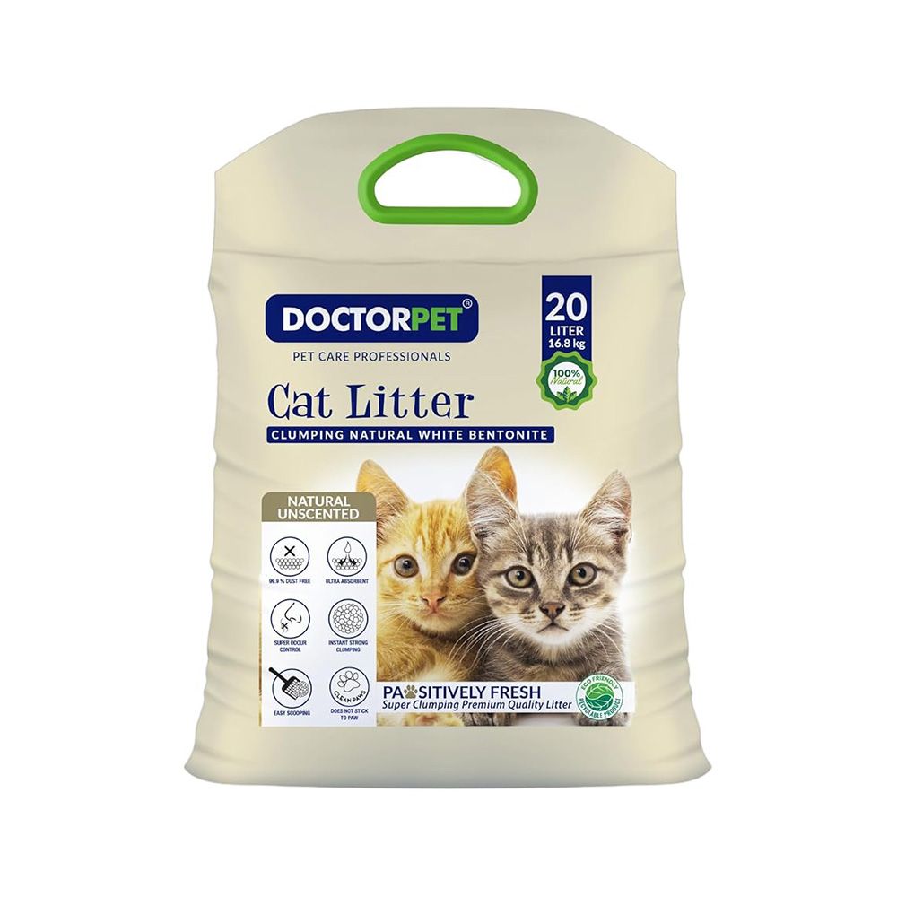 Doctor Pet Clumping Natural Cat Litter - Unscented - 20 L