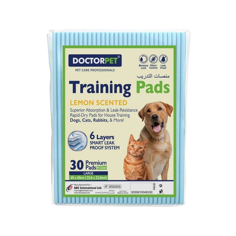 Doctor Pet Lemon Scented Training Pads for Dogs - 30ct - Large - 60 x 60 cm