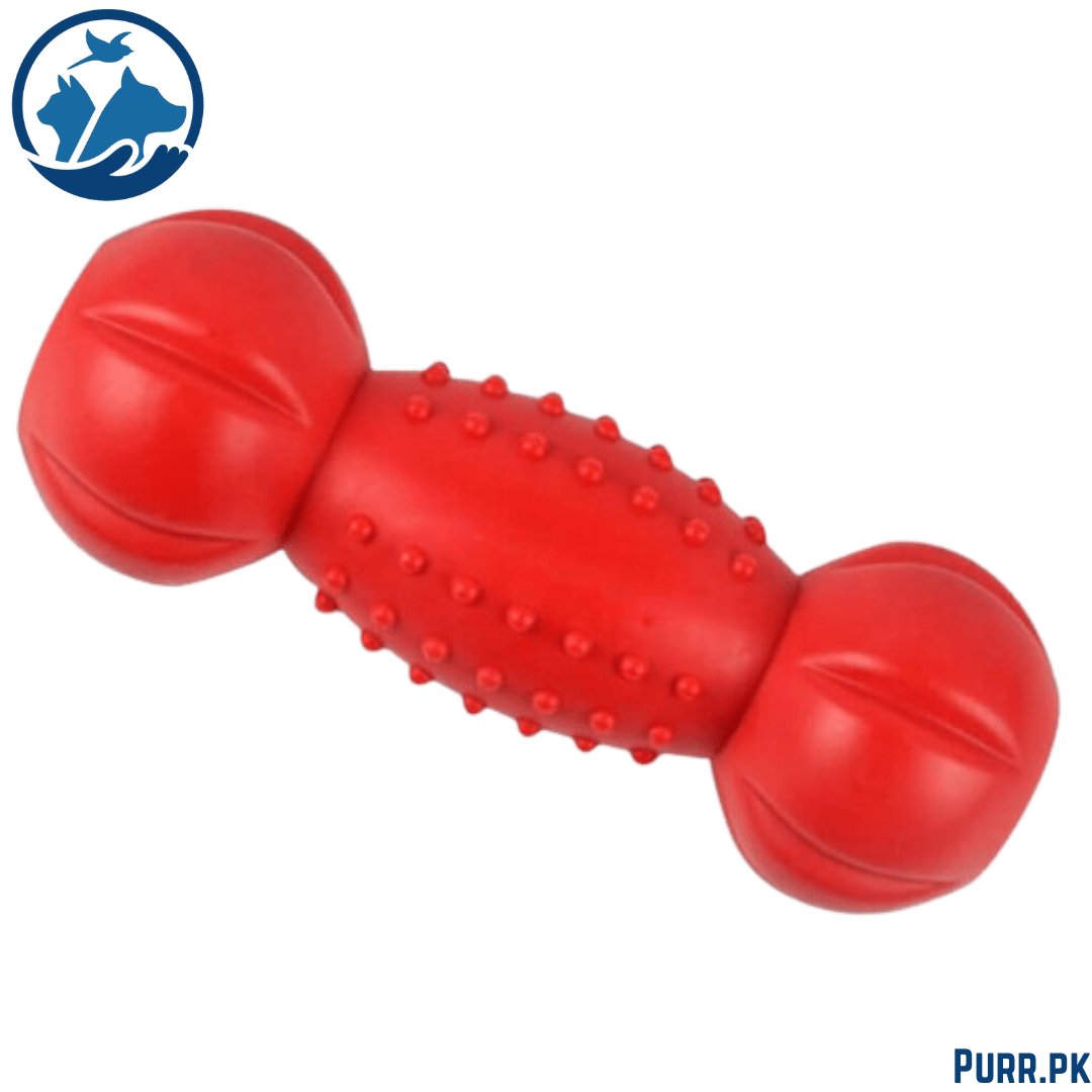 Dog Toys Dotted Dumbbell Shaped Dog Squeeze Squeaky Pet Chew Toy