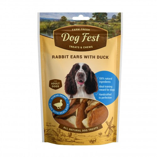 Dog Fest - Rabbit Ears With Duck For Adult Dogs - 90G (3.17Oz)