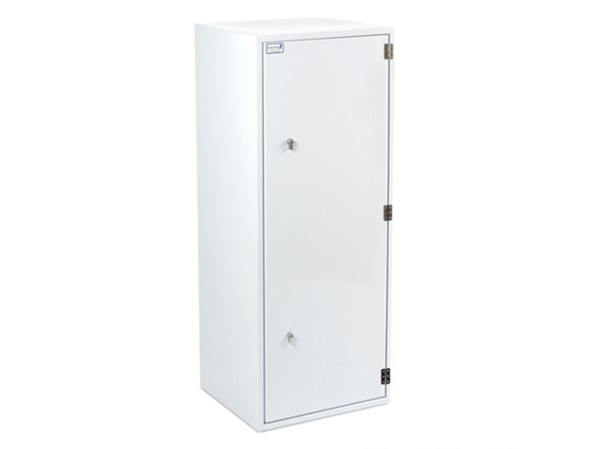 Controlled Drugs Cabinet 500Wx450Dx1250H MM Single Lock supplied with 2 Keys & ID Card, RH Door – Four Removable Shelves