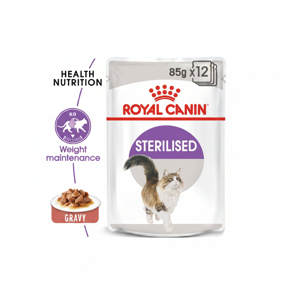 Royal Canin Feline Health Nutrition Sterilised Gravy (Wet Food - Pouches) 12 x 85 g