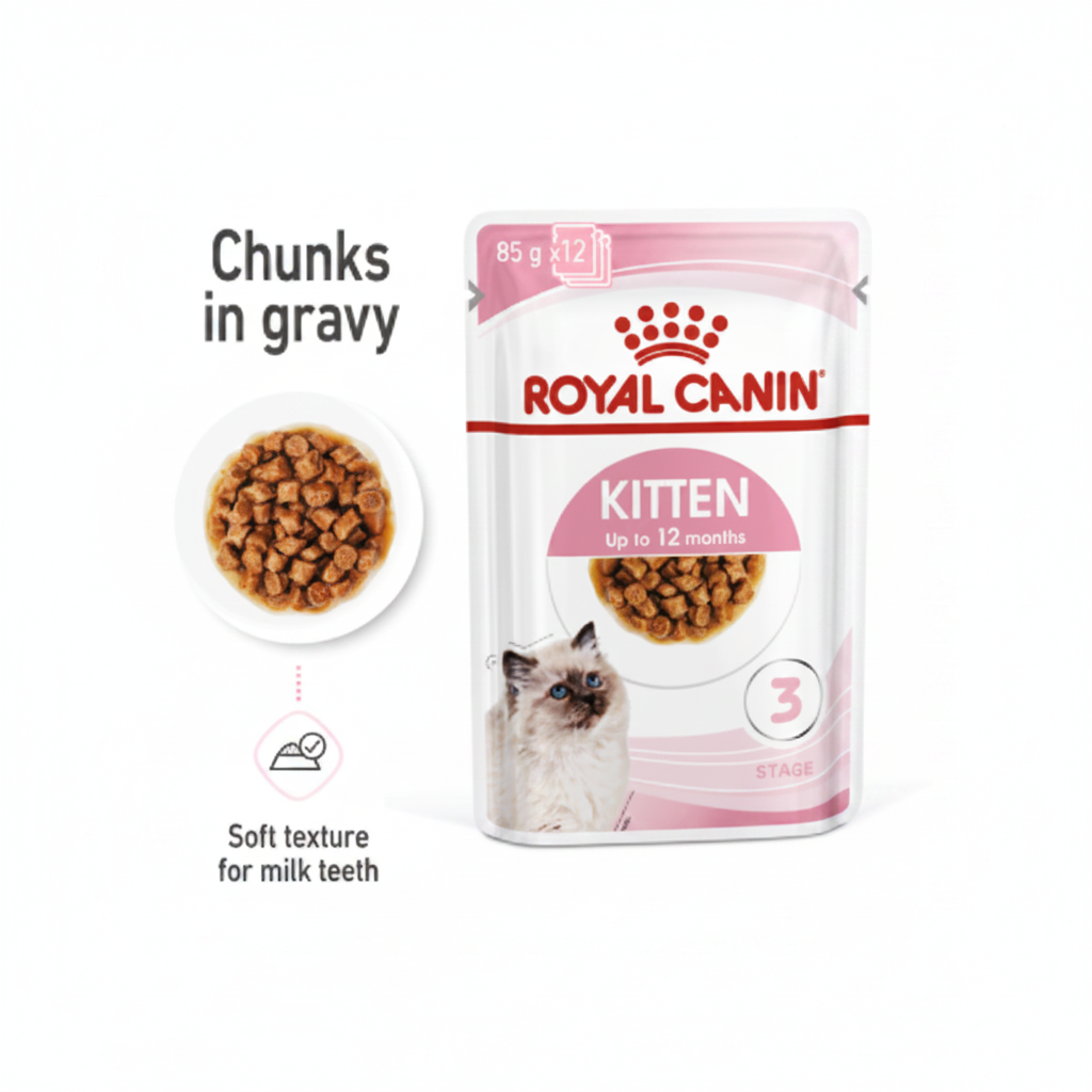 Royal Canin Feline Health Nutrition Kitten Gravy (Wet Food - Pouches) 12 x 85 g