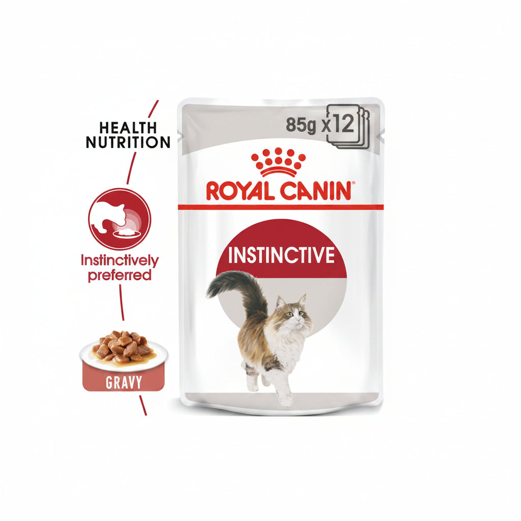 Royal Canin Feline Health Nutrition Instinctive Adult Cats Gravy (Wet Food - Pouches) 12 x 85 g