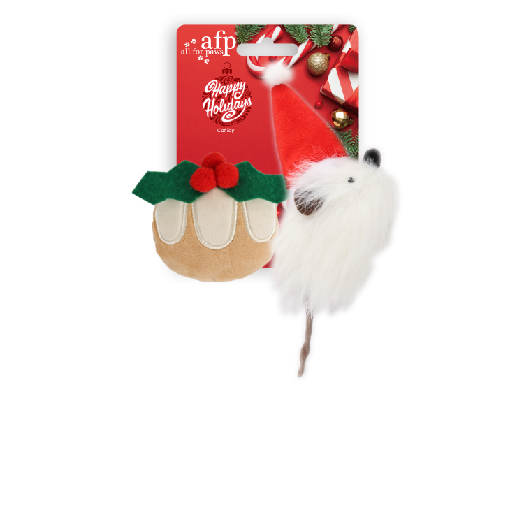 All For Paws Happy Holiday - 2 pack Misteltoe & Santa Mouse