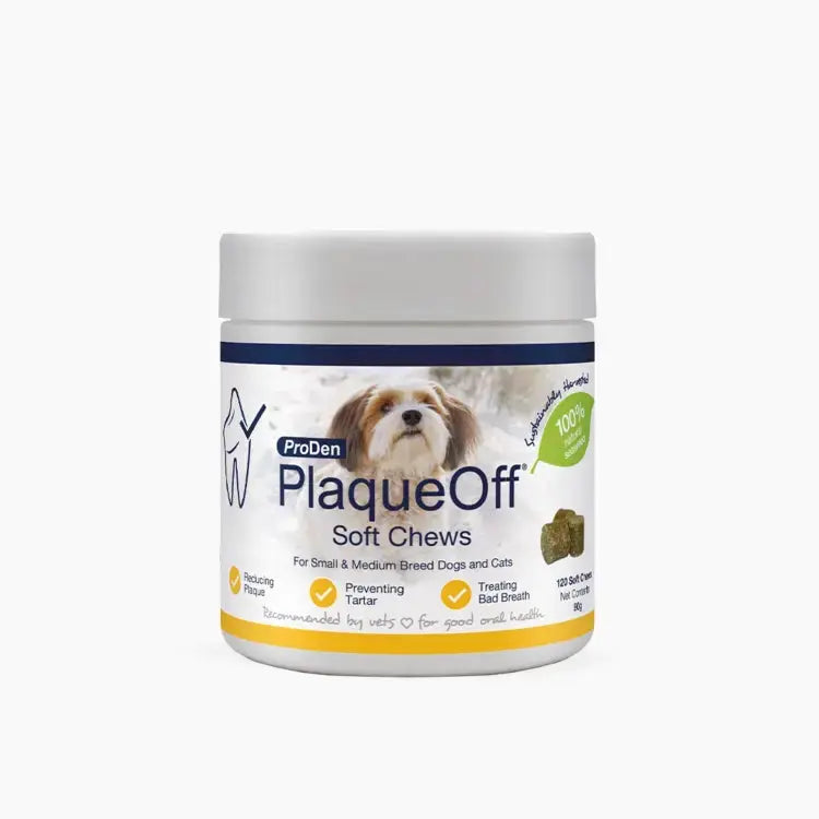 PRODEN PLAQUEOFF SOFT CHEWS FOR SMALL AND MEDIUM DOGS 120 CHEWS 90G