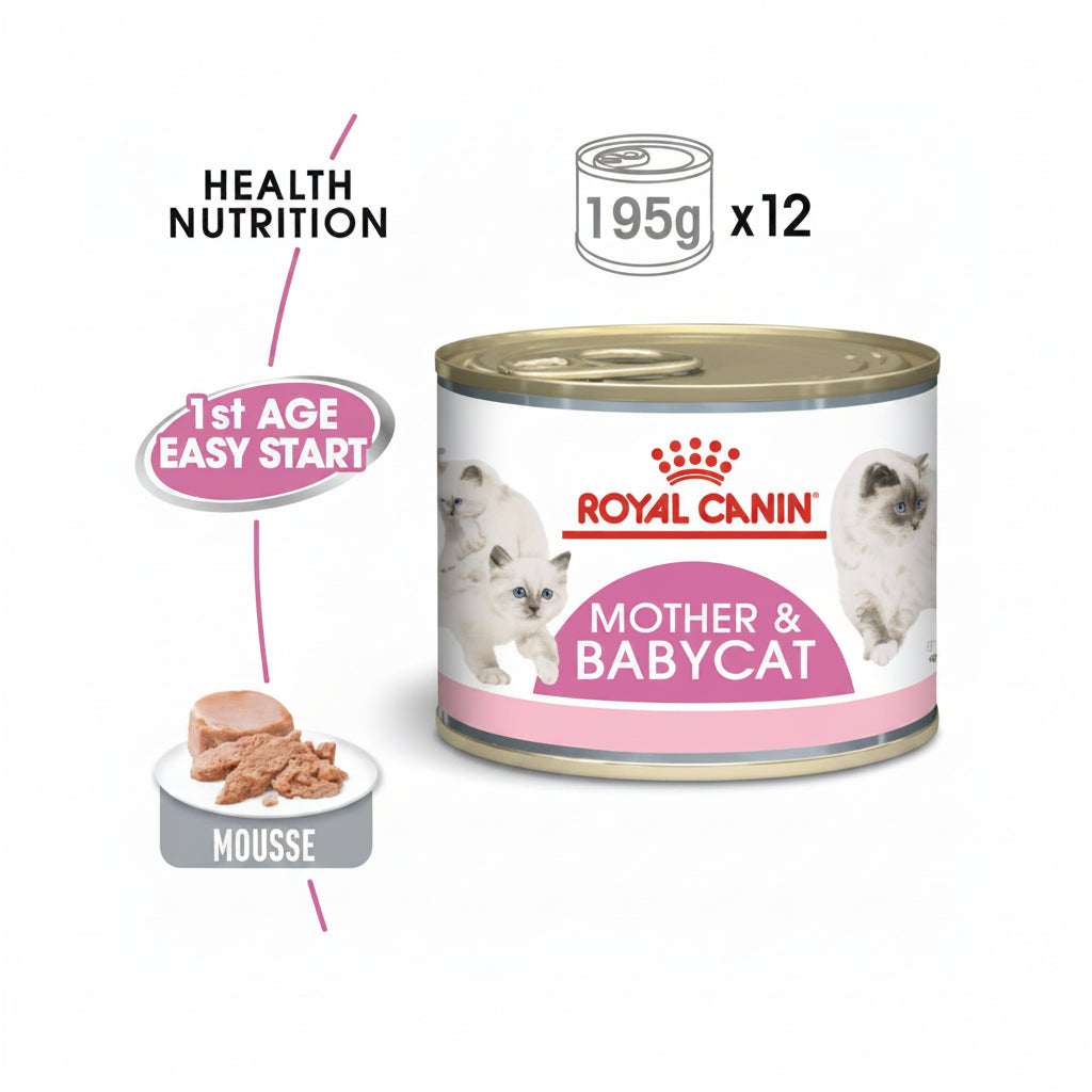 Royal Canin Feline Health Nutrition Mother & Babycat Mousse (Wet Food - Cans) 12 x 195 g