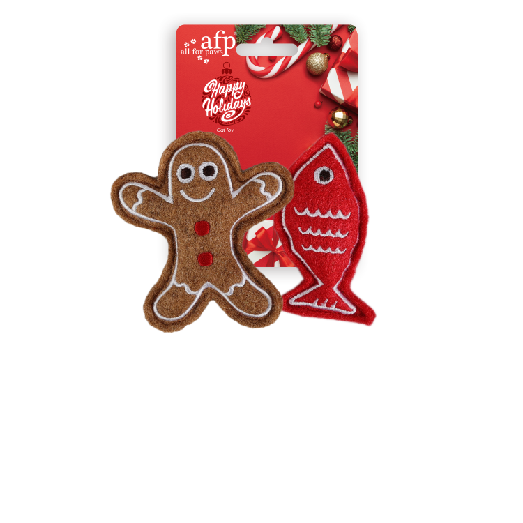 All For Paws Happy Holiday - 2 pack Gingerbread Man & Fish