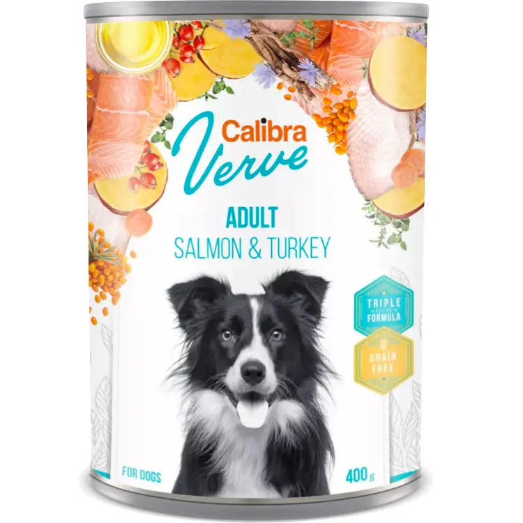 CALIBRA DOG VERVE GF CAN ADULT SALMON & TURKEY WET FOOD 400G
