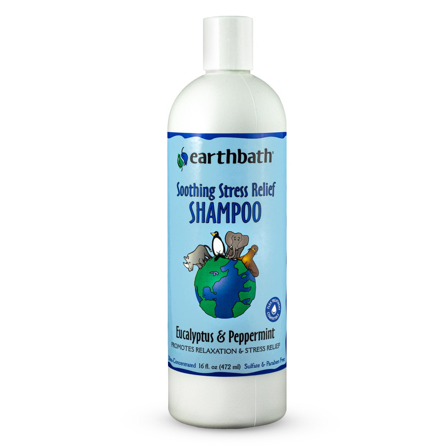 earthbath® Soothing Stress Relief Shampoo, Eucalyptus &amp; Peppermint, Promotes Relaxation &amp; Stress Relief, Made in USA, 16 oz