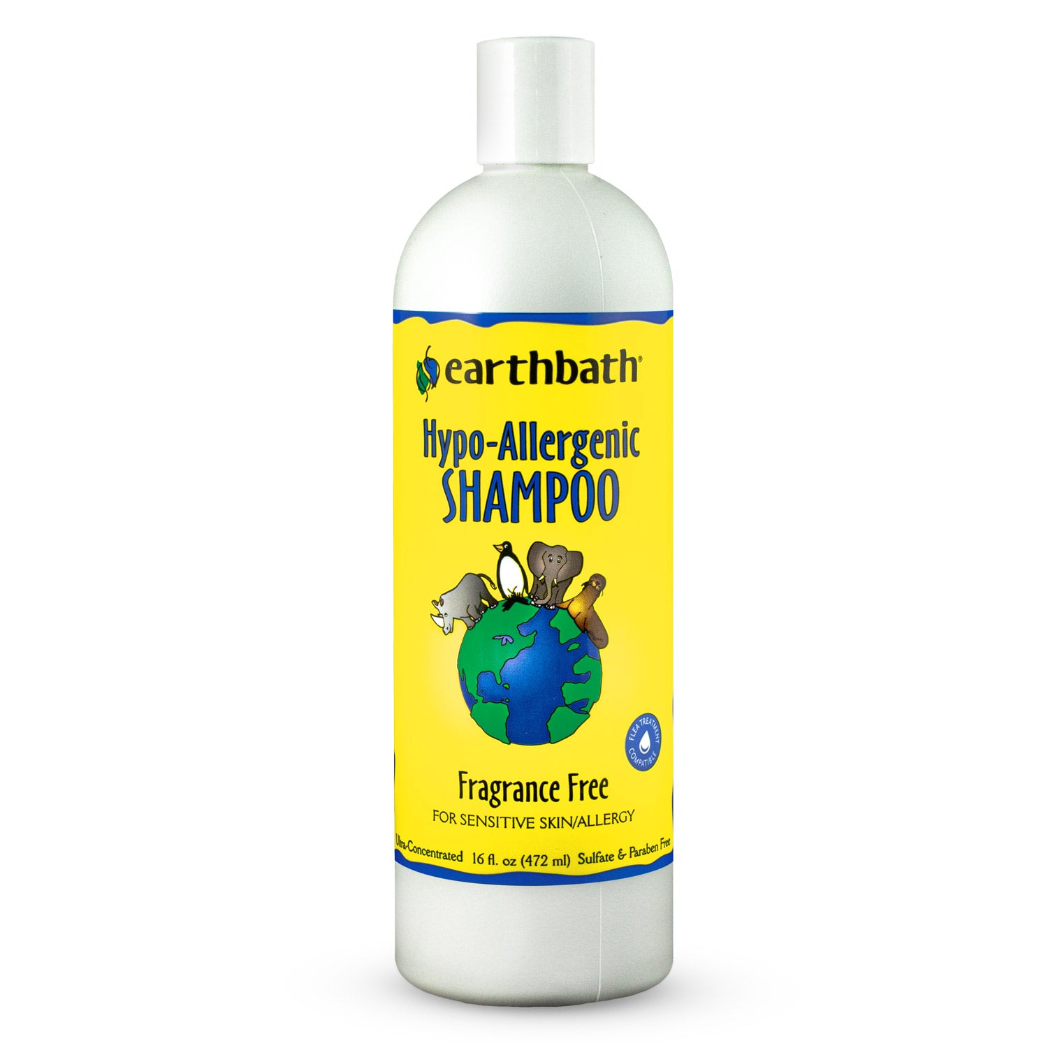 earthbath Hypo-Allergenic Shampoo, Fragrance Free, For Sensitive Skin, Made in USA 16 oz