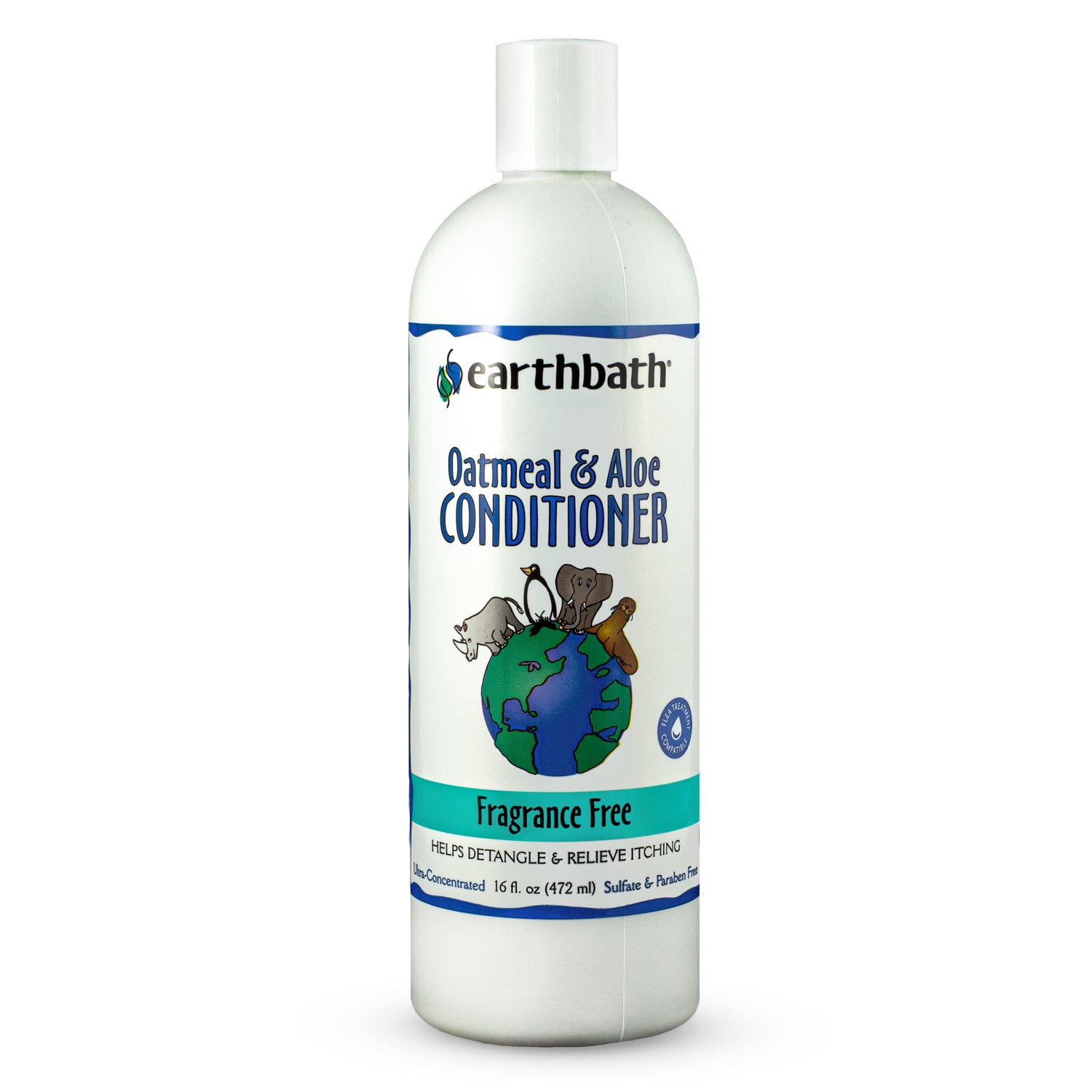 earthbath® Oatmeal &amp; Aloe Conditioner, Fragrance Free, Helps Relieve Itchy Dry Skin, Made in USA, 16 oz