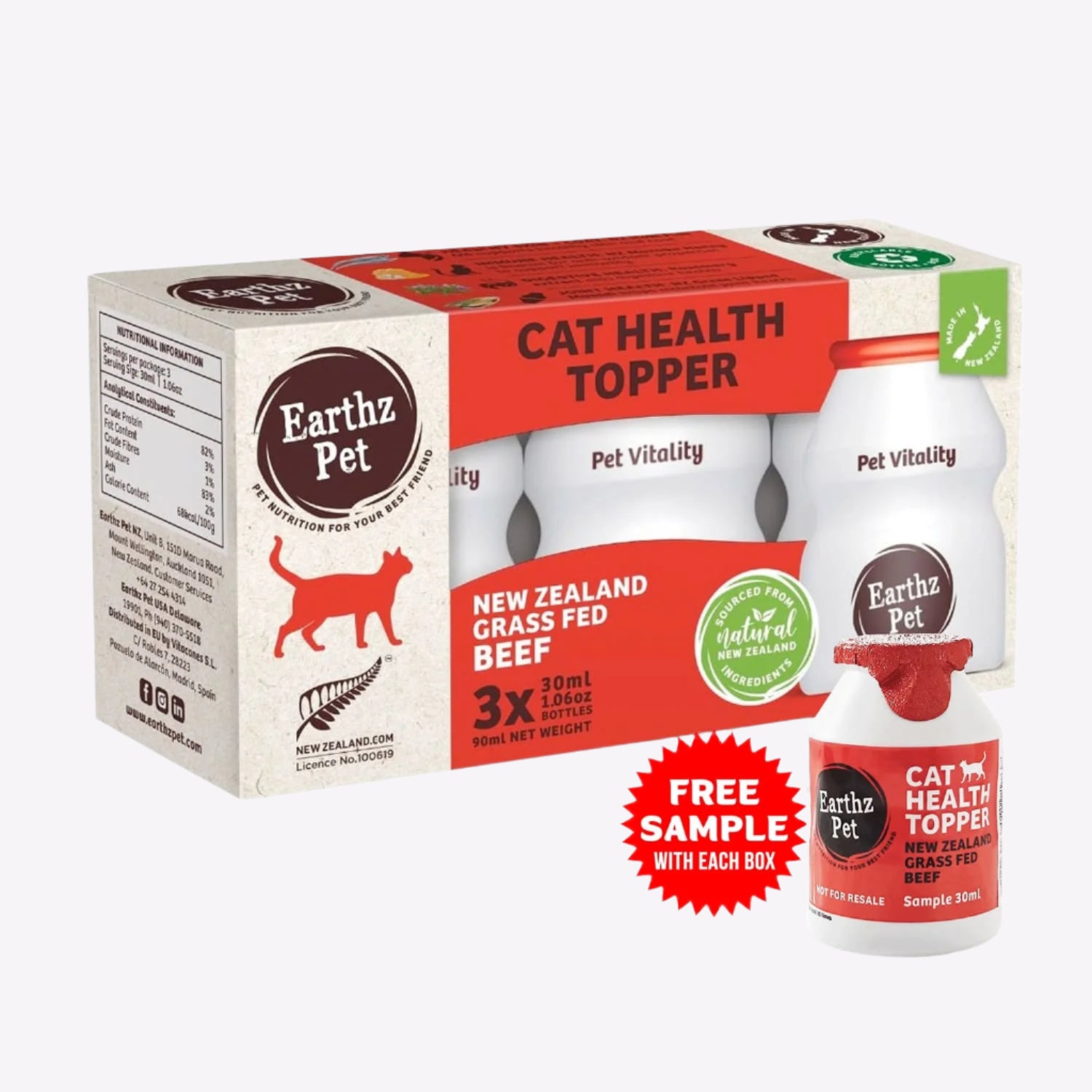 Earthz Pet New Zealand Grass Fed Beef Health Topper for Cats