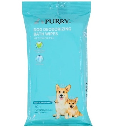 Purry Dog Wipes With Baby Powder Scent - 50 CT