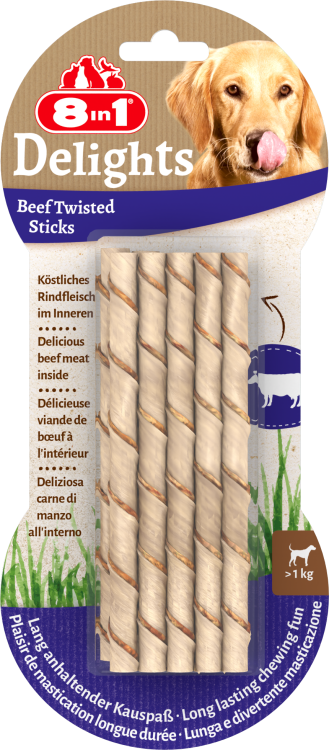 8in1 Delights Beef Twisted Sticks 10 pcs, 190 g