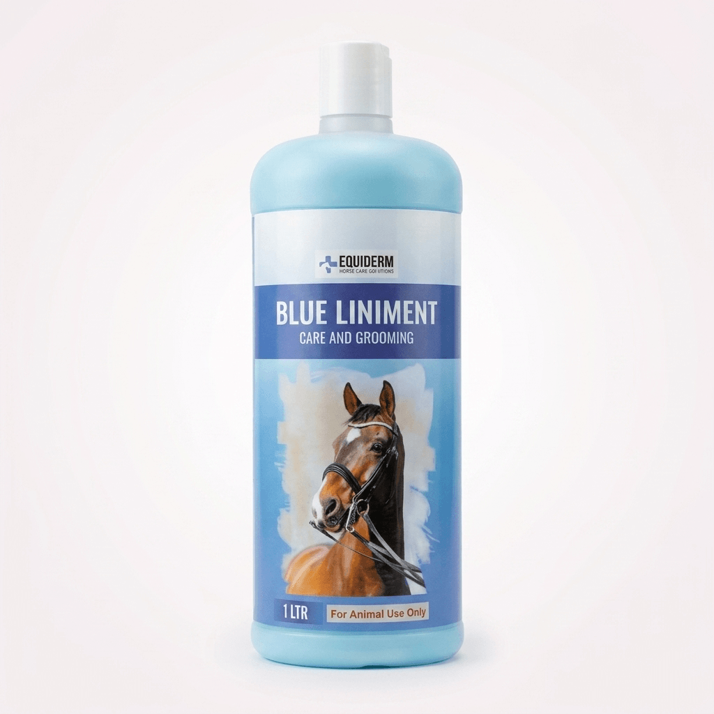 Equiderm Blue Liniment | Cooling Sore Muscle & Joint Pain Relief Liquid for Horses