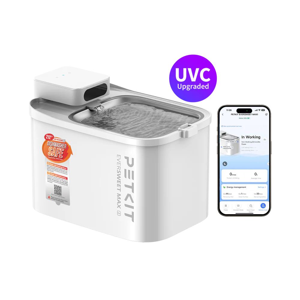 Eversweet Max 2.0 "UVC Pump" - CORDLESS Automatic Water Fountain