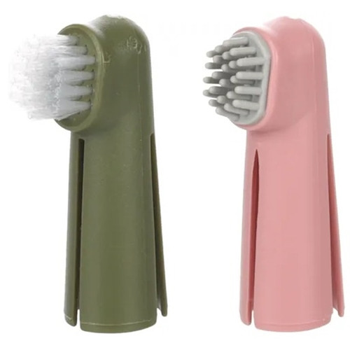 FINGER TOOTHBRUSH SET DENTES PINK/GREEN 1,7x2,5x6CM