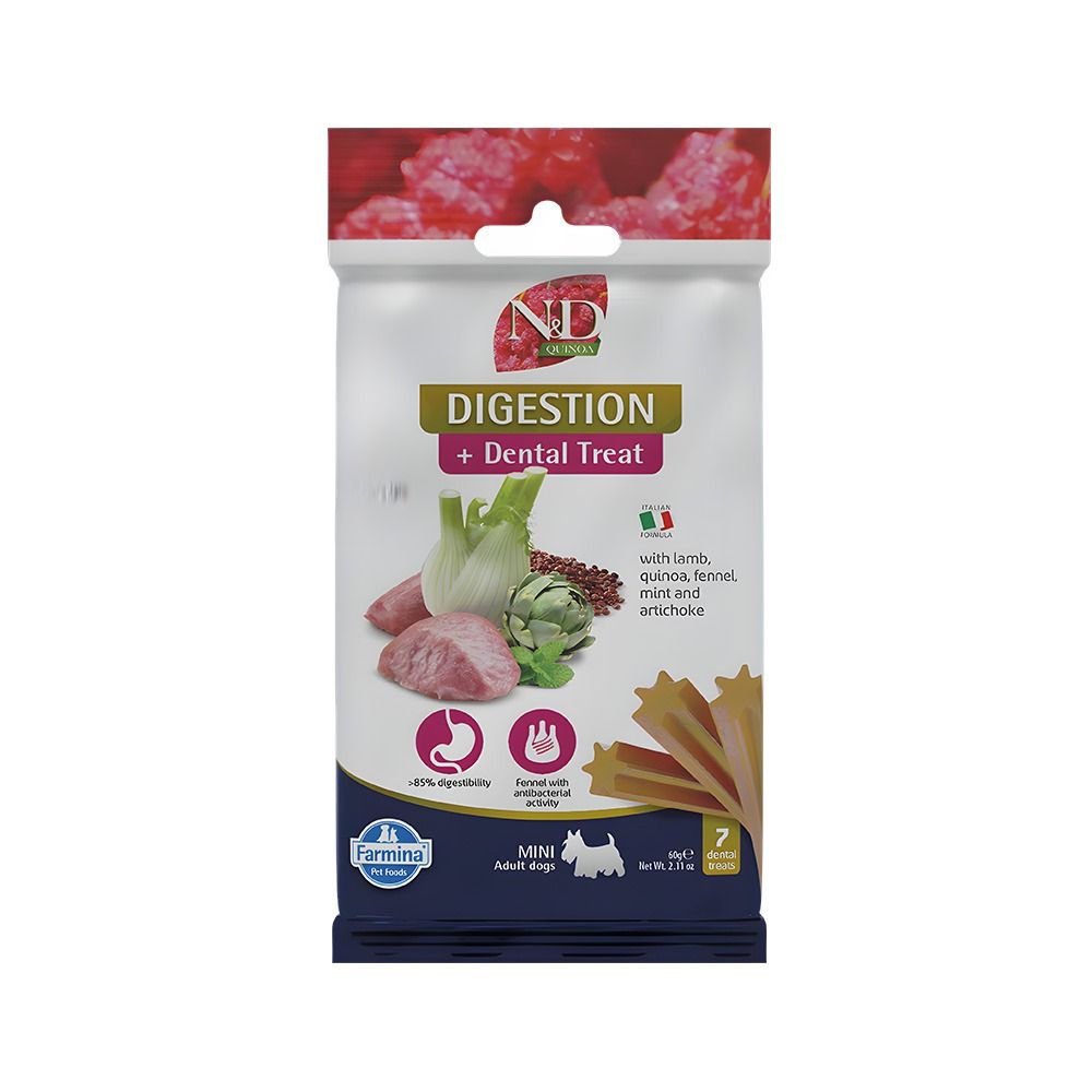 Farmina N&D Quinoa Digestion Mini Dental Dog Treats - 60 g
