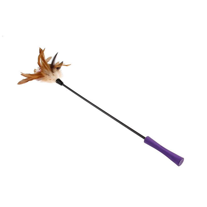 Gigwi - Feather Teaser With Natural Plush Tail And Tpr Handle (Purple)