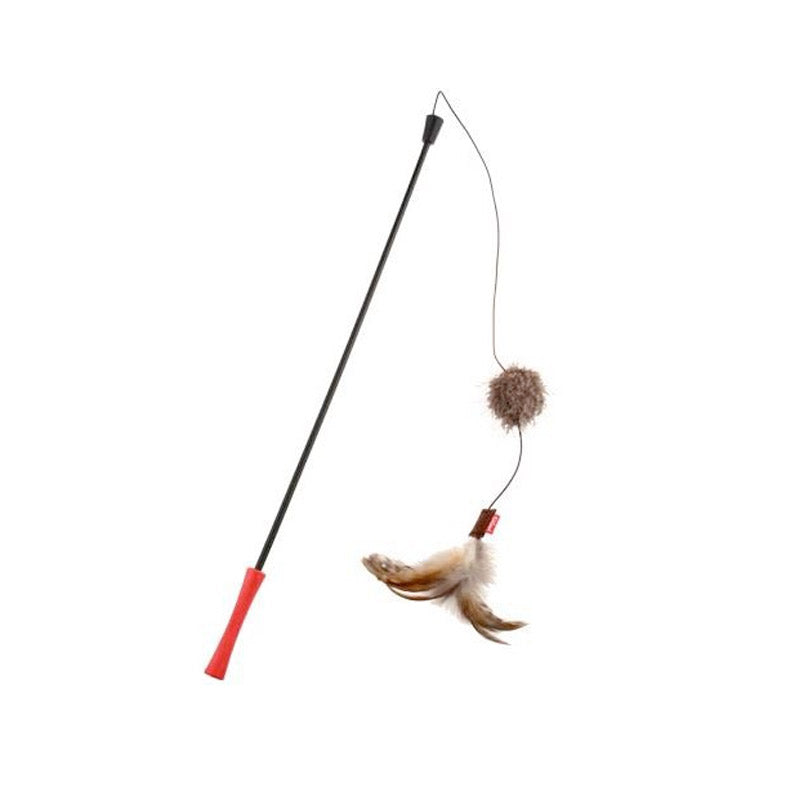 Feather Teaser with Natural Plush Tail and Tpr Handle