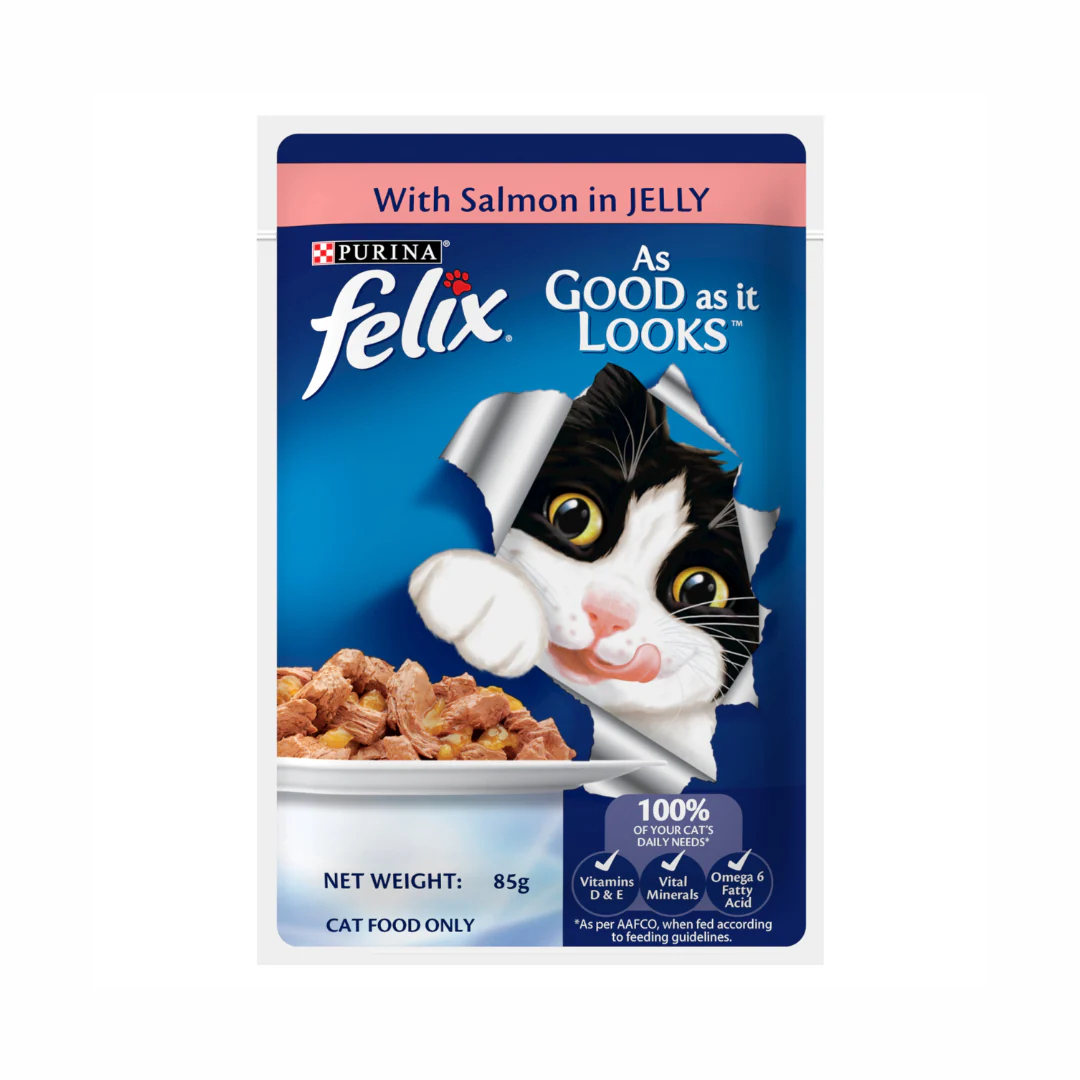 Purina Felix Adult Cat Wet Food with Salmon in Jelly 85g