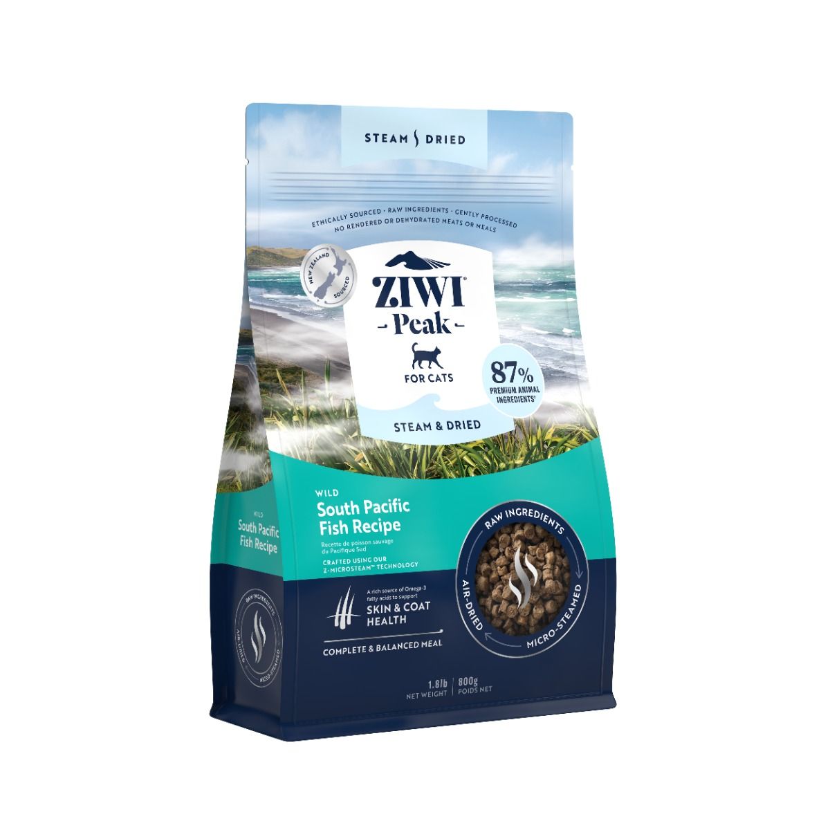 ZiwiPeak Steam & Dried Wild South Pacific Fish Recipe Dry Cat Food 800G