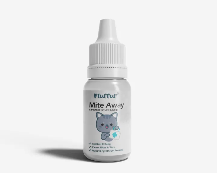 Fluffur Mite Away Ear Mite Drops for Cats & Dogs 15ml