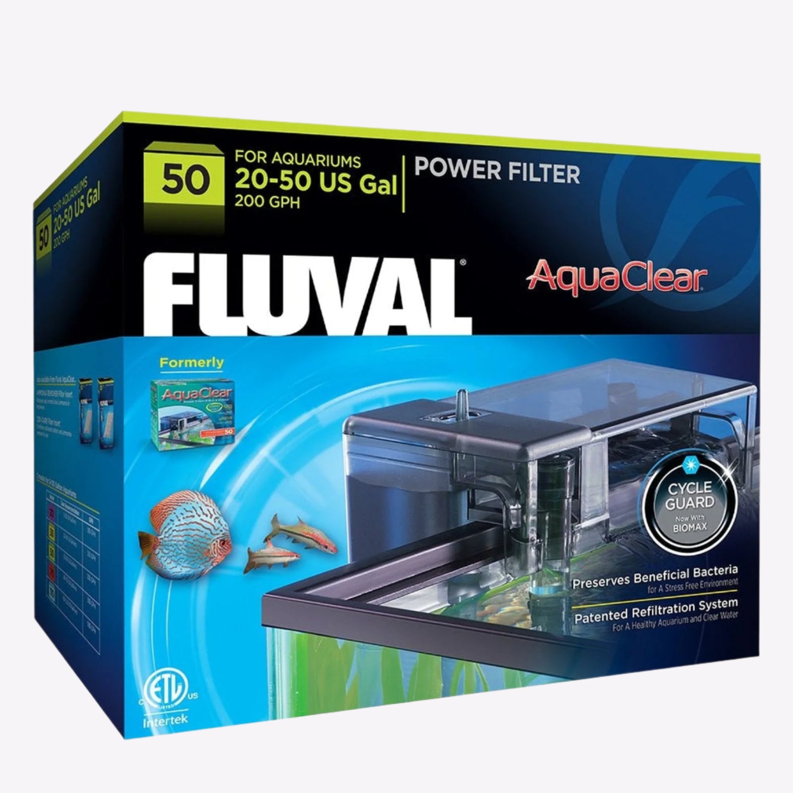 Fluval AquaClear 50 Power Filter, 20-50 US Gal / 76-190 L