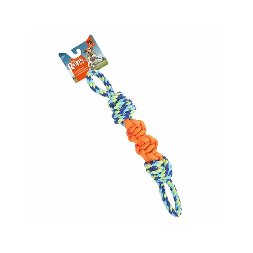 Fofos Flossy Rope Tug Dog Toy - Orange Blue