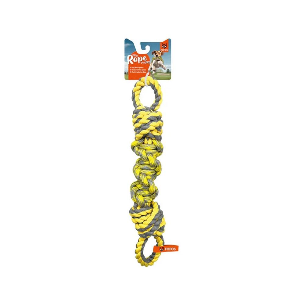 Fofos Flossy Rope Tug Dog Toy - Yellow Grey