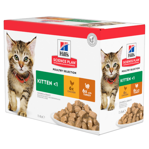 Hill’s Science Plan Kitten Wet Cat Food Multipack with Chicken, Turkey Pouches (12x85g)