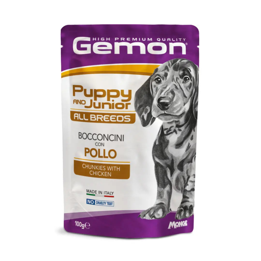 GEMON POUCH DOG PUPPY & JUNIOR WITH CHICKEN 100g