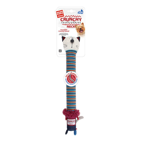 GiGwi Crunchy Neck Plush Friendz' Cat with Bone & Squeaker Small