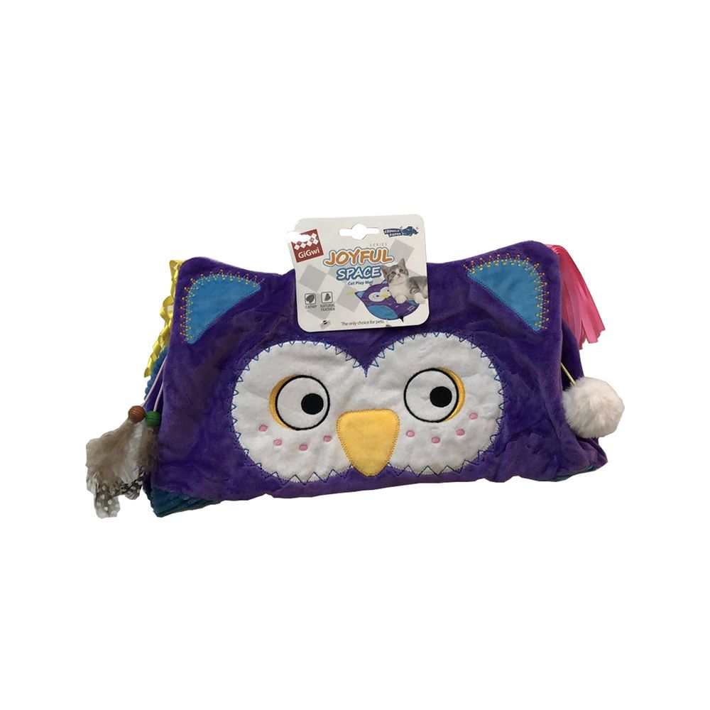 GiGwi Joyful Space Owl Cat Play Mat with Crinkle Paper and Catnip