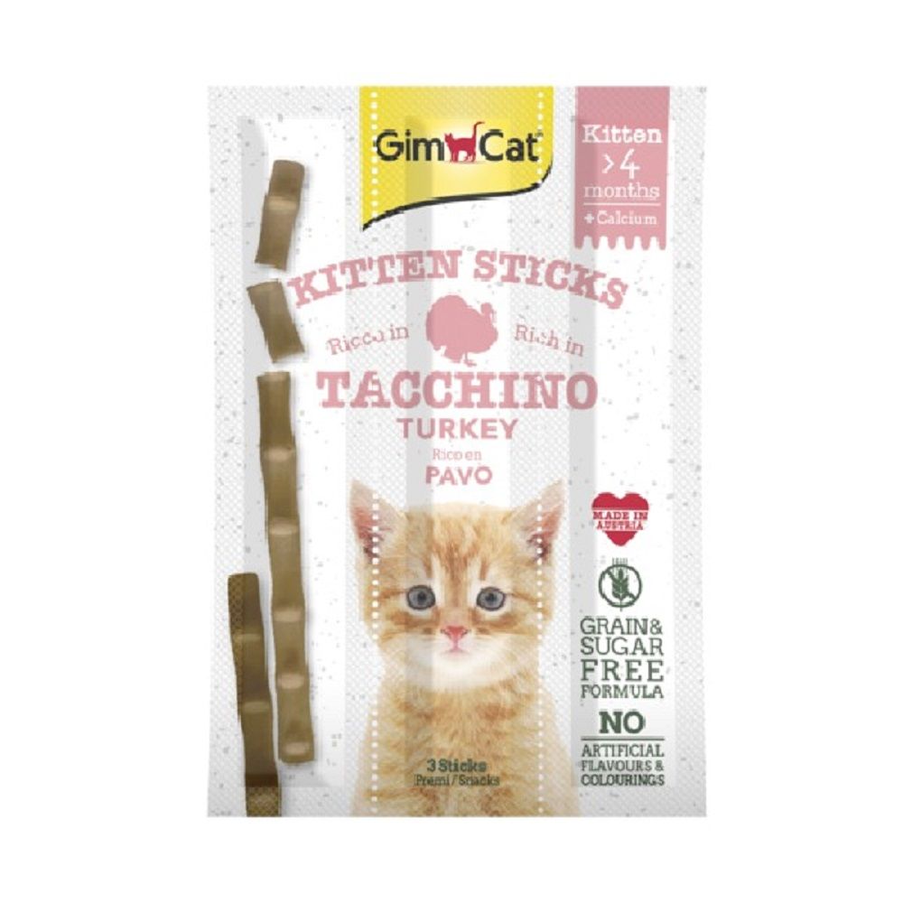 GimCat Kitten Sticks with Turkey & Calcium Cat Treats - 3 g
