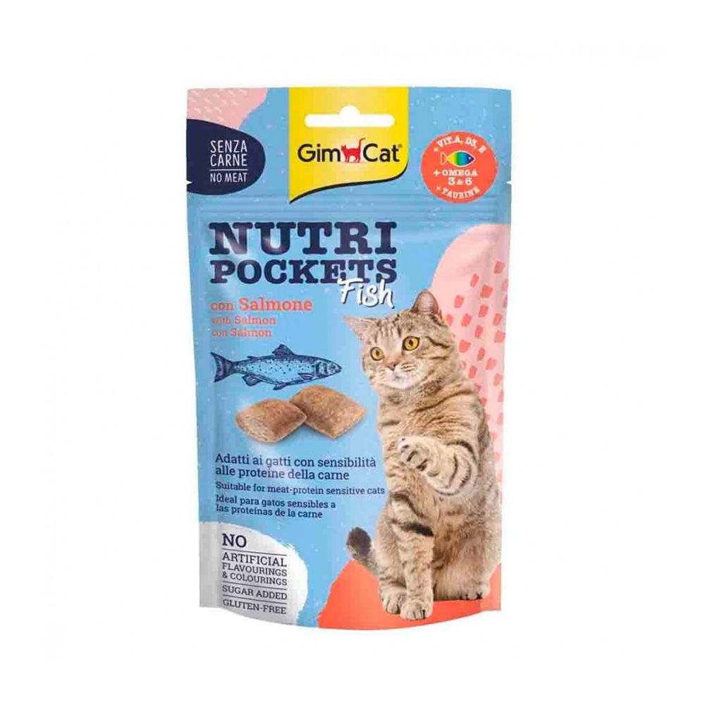GimCat Nutri Pockets Fish and Salmon Cat Treat - 60 g